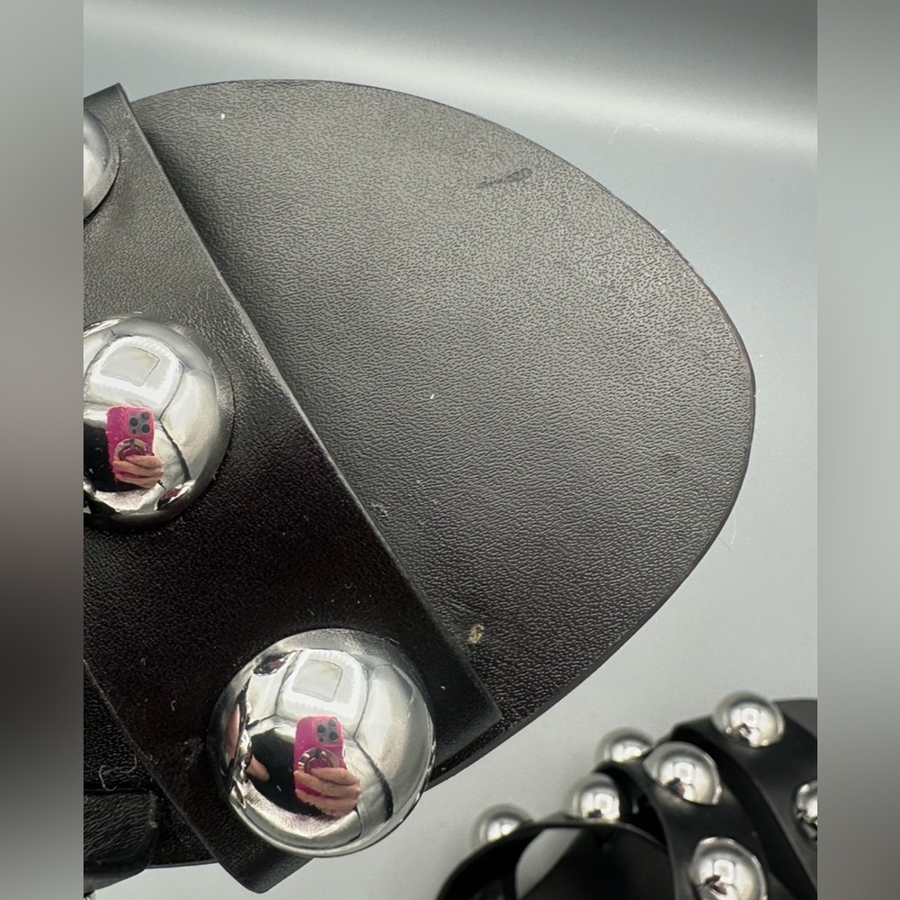 Marc Fisher Bryte Sandals 6.5M Black and Silver Edgy Studded Slides Casual Shoes - Picture 7 of 8